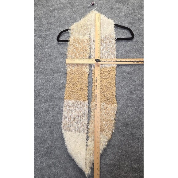 Mixit Scarf Womens One Size Cream Tan Infinity Loop Fuzzy Boucle Knit Chunky - Picture 9 of 9